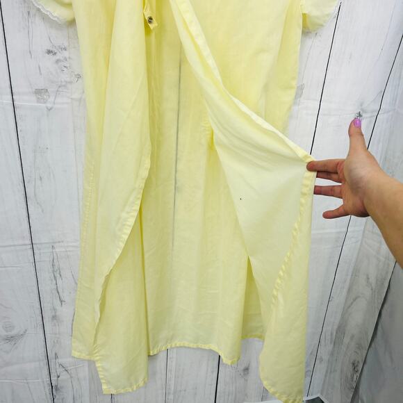 American VINTAGE 70's Katz MEDIUM Yellow Floral Patient Sleep Gown Dress - Picture 9 of 12